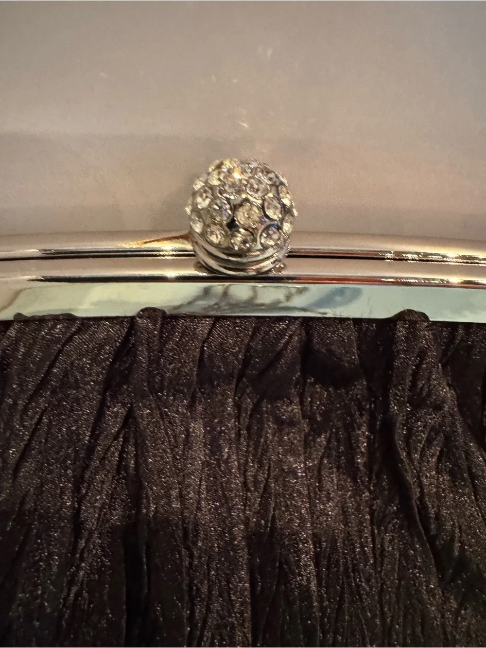 Neiman Marcus Vintage Elegant Black Evening Clutch with Silver Chain